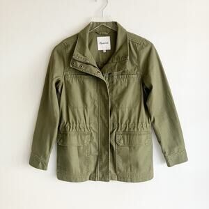 Madewell XXS Jacket Dispatch Utility Olive Army Green Cotton Canvas Zip Pockets